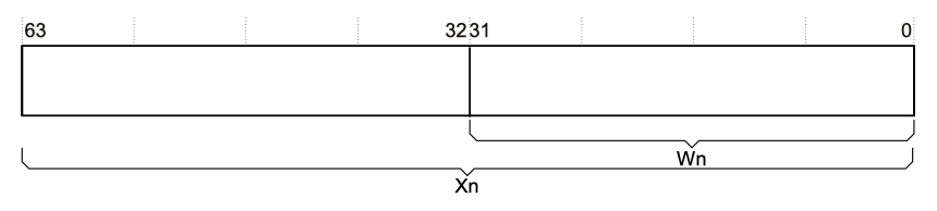 Figure 4.2. 64-bit register with W and X access